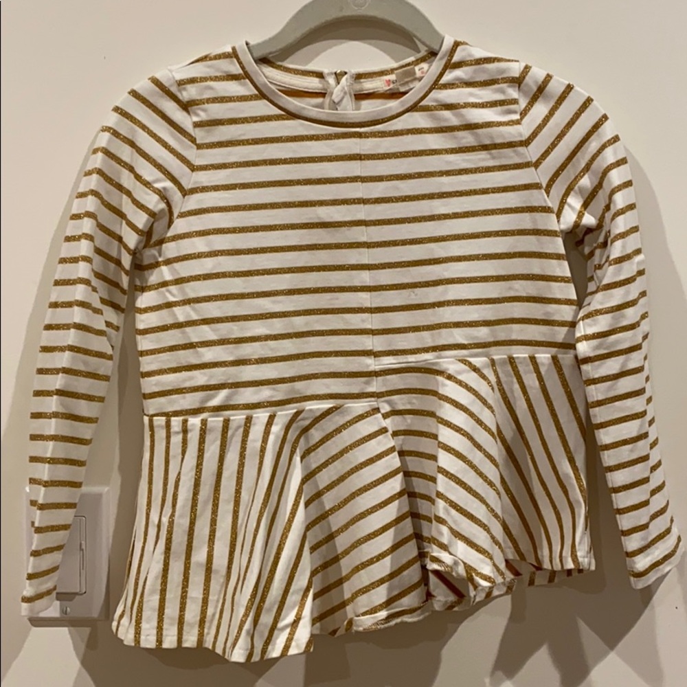 Crewcuts gold stripe top size 8